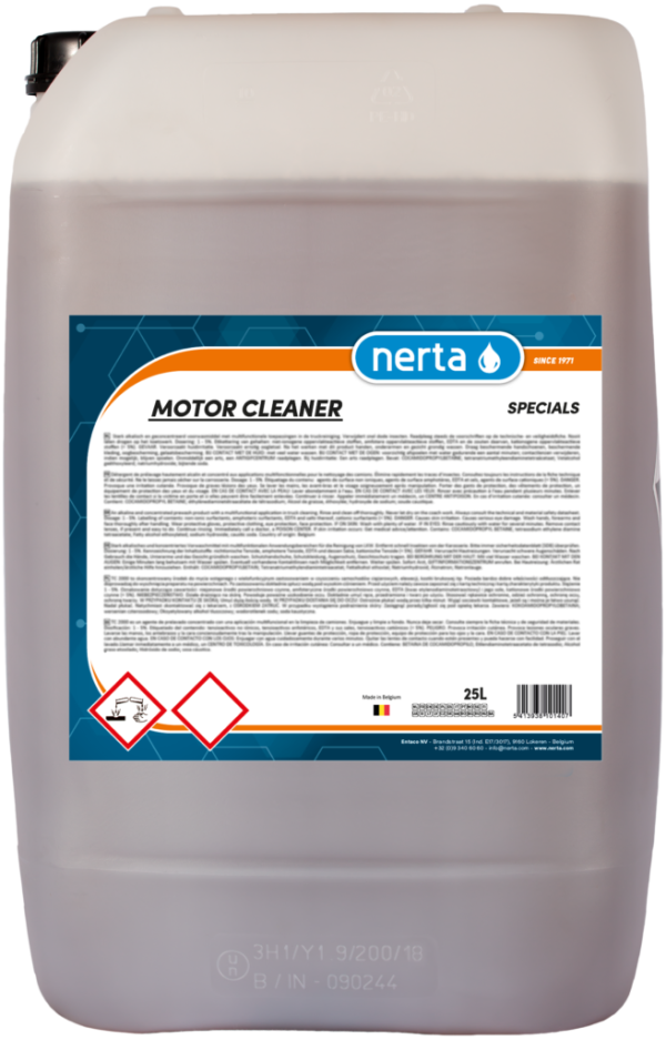 NERTA MOTOR CLEANER é um poderoso agente de limpeza alcalino para desengordurar motores.