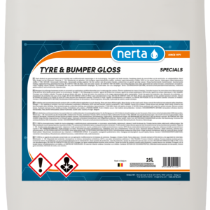 NERTA TYRE & BUMPER GLOSS é um produto concentrado para dar brilho a pneus e para-choques, à base de silicones.