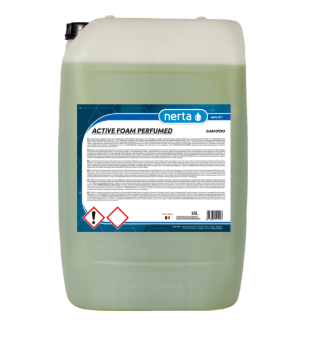 NERTA ACTIVE FOAM PERFUMED é um shampoo espumante perfumado com pH neutro, para uso em máquinas de espuma.